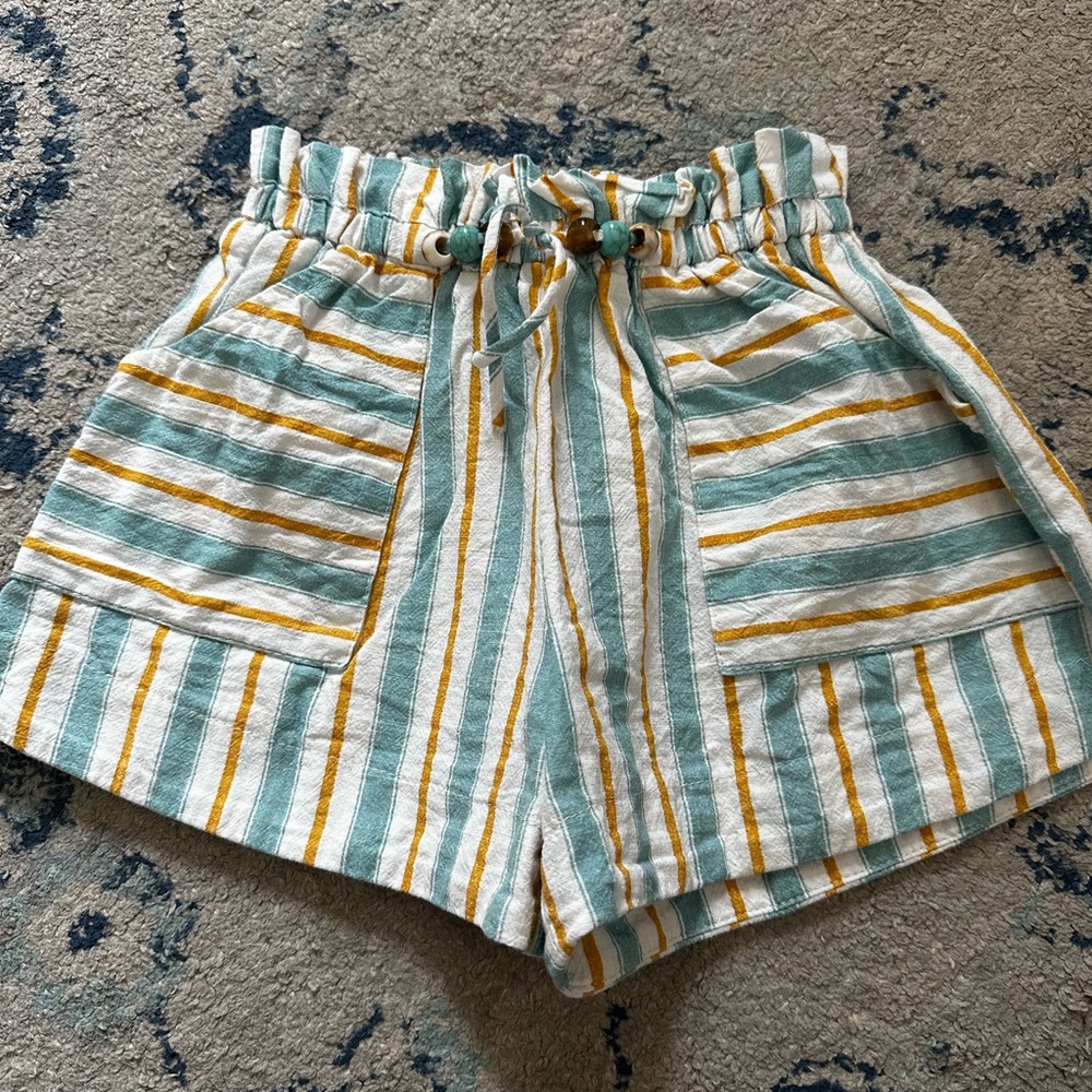Striped Kids Shorts in Blue and Yellow